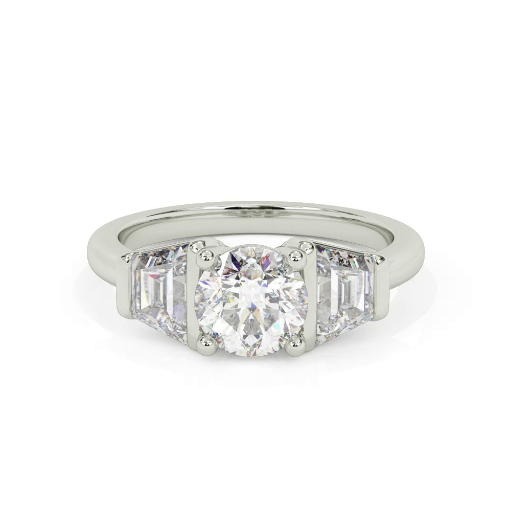 360 degree view of Charlene Trapezoid Lab Three-Stone Engagement Ring (1.0 ct. tw.)