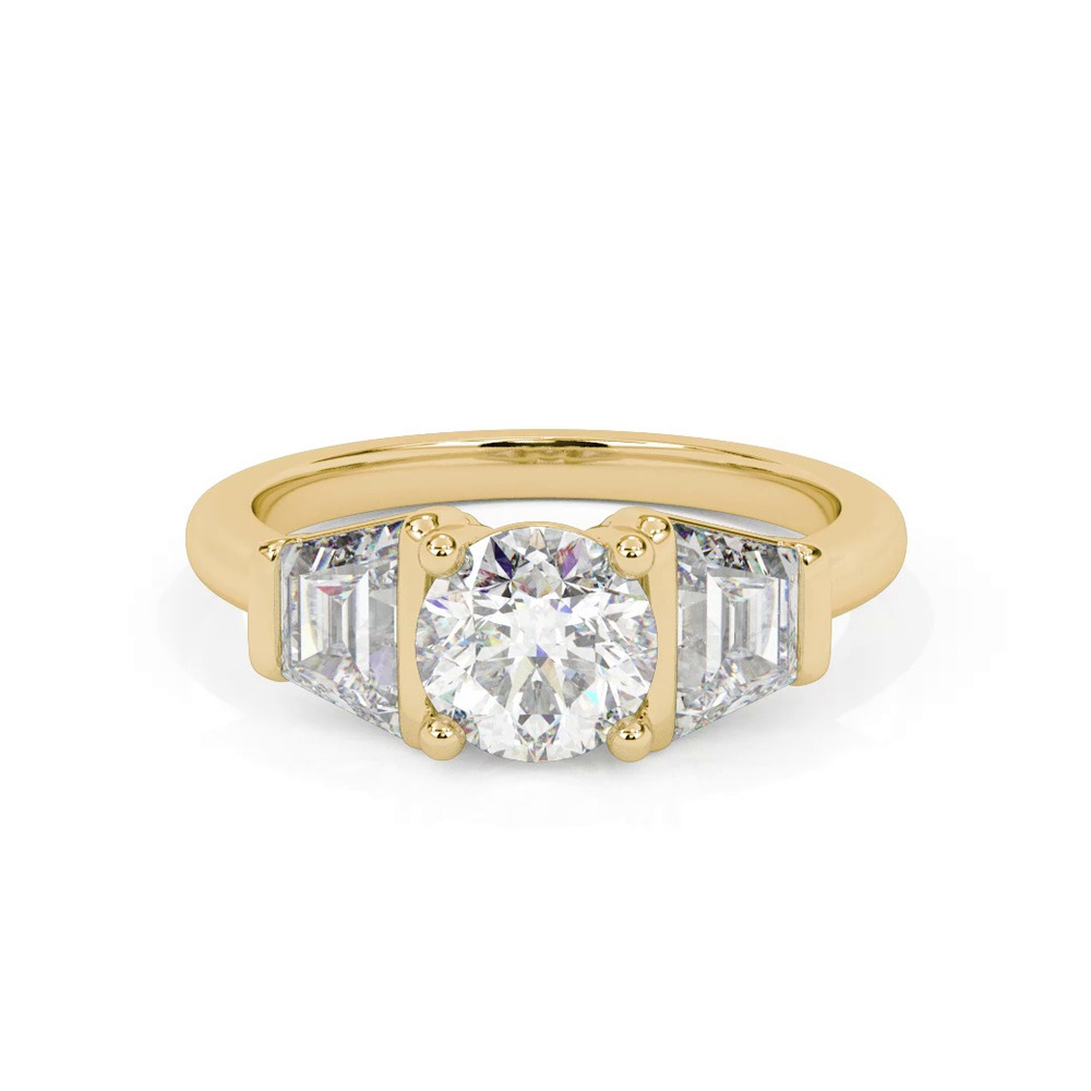 360 degree view of Charlene Trapezoid Lab Three-Stone Engagement Ring (1.0 ct. tw.)