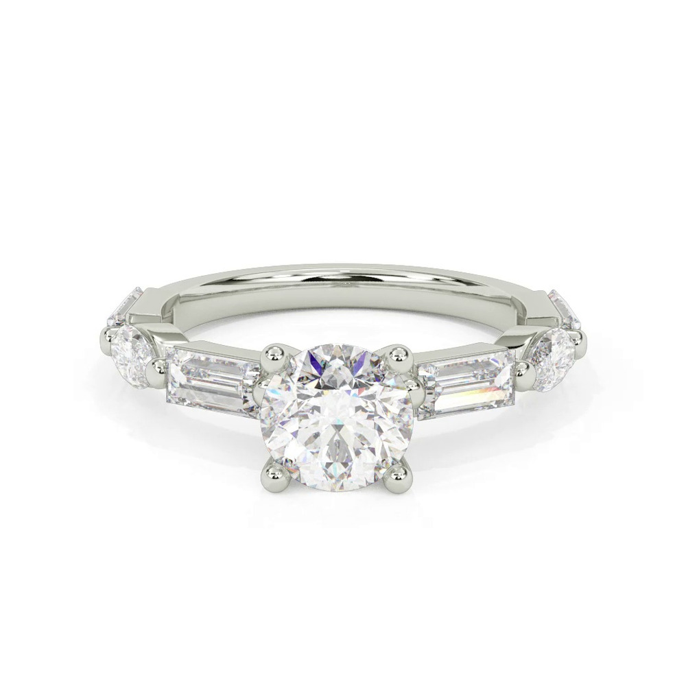 360 degree view of Leeds Baguette and Marquise Lab Engagement Ring