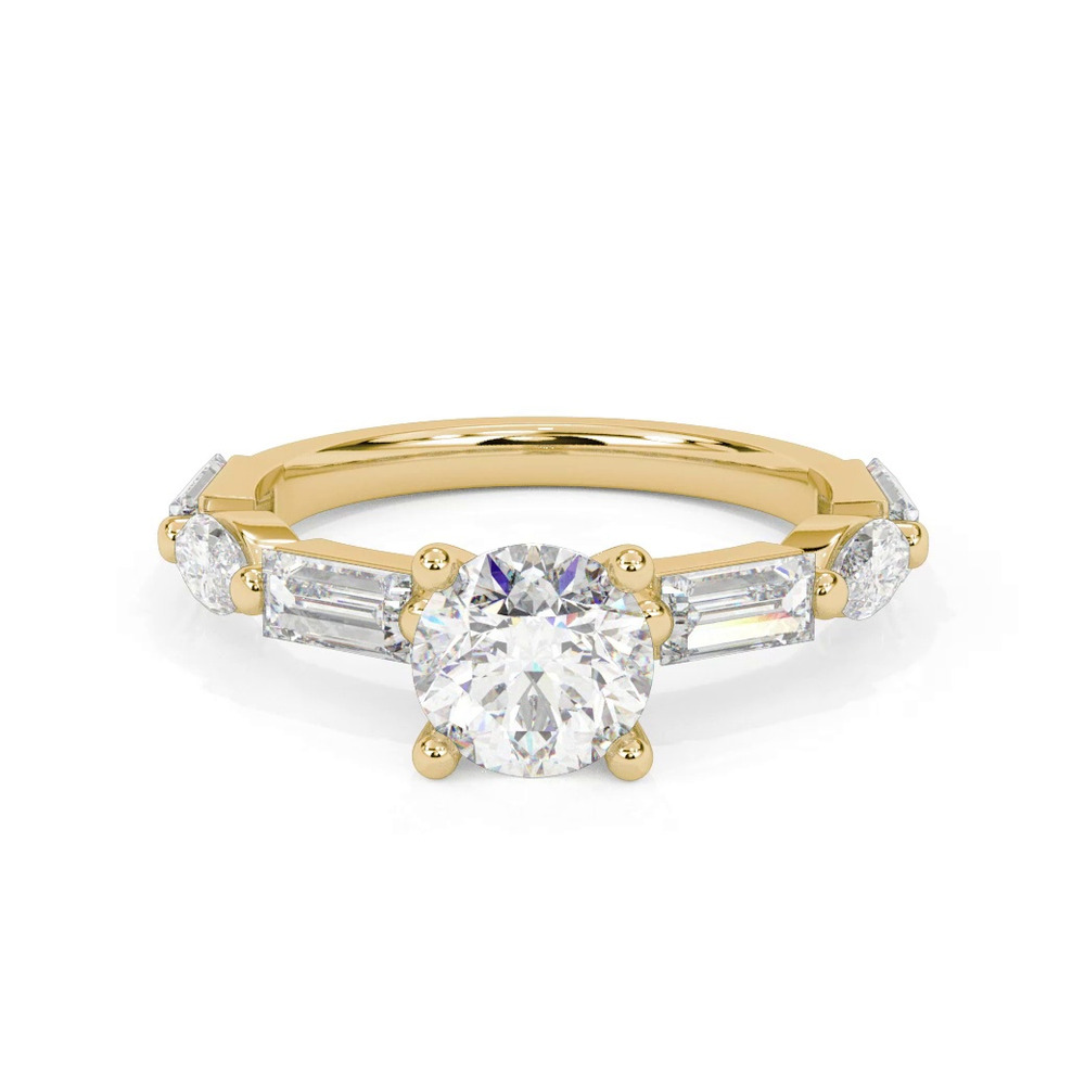 360 degree view of Leeds Baguette and Marquise Lab Engagement Ring