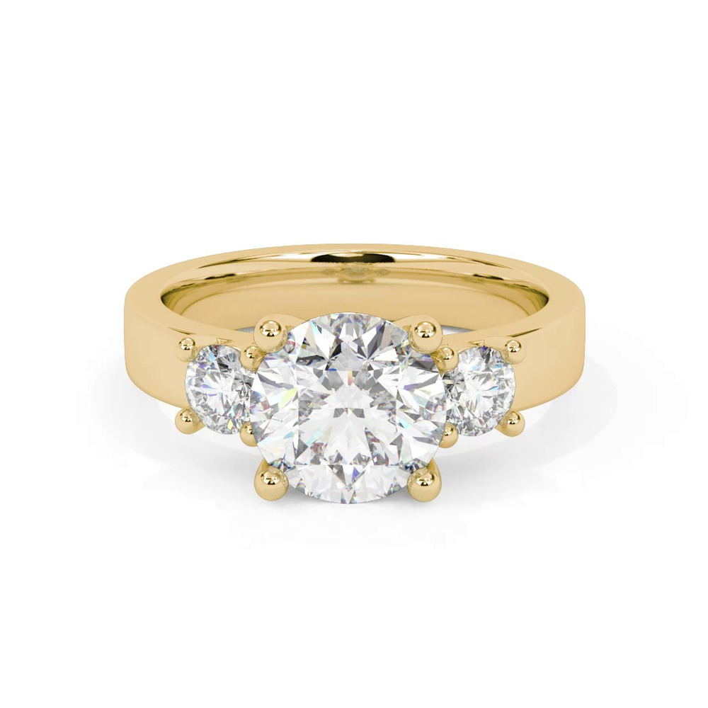 360 degree view of Cortina Round Three-Stone Lab Engagement Ring