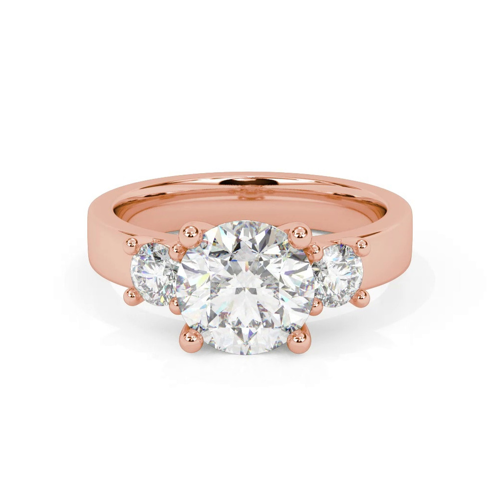 360 degree view of Cortina Round Three-Stone Engagement Ring