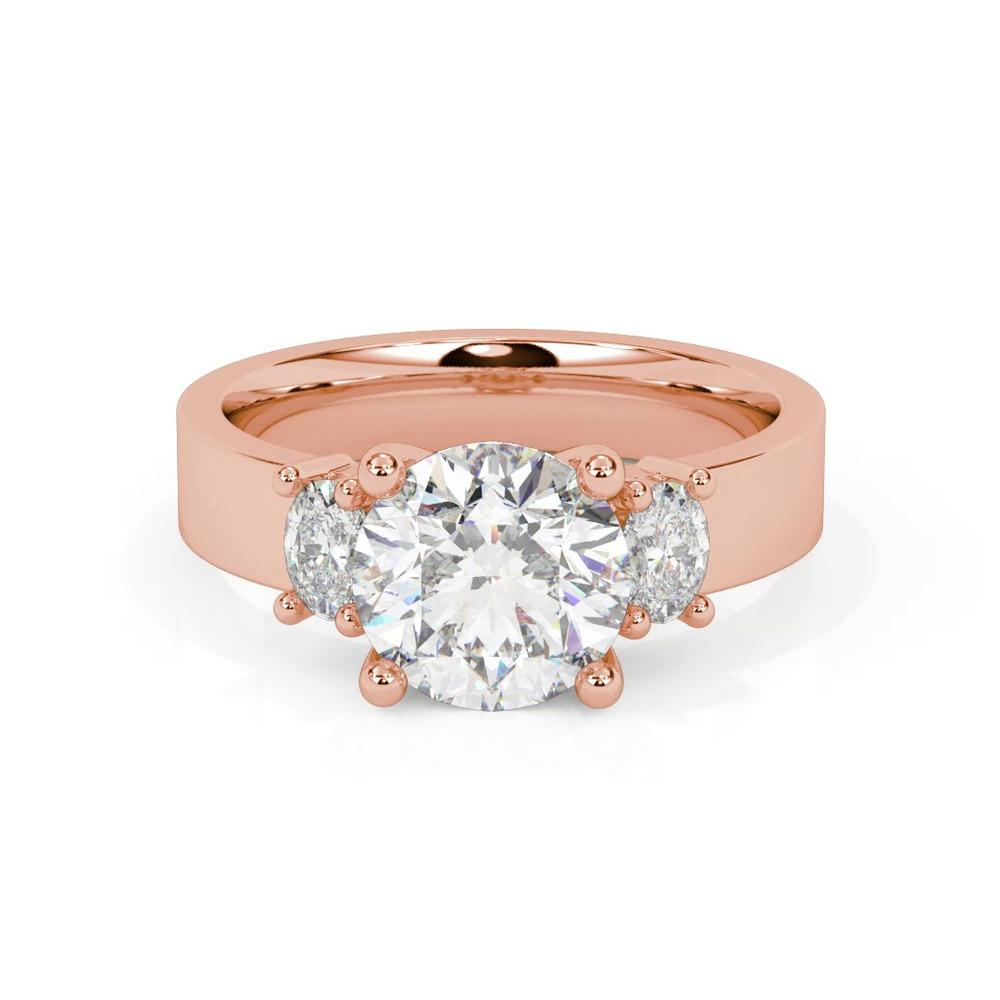 360 degree view of Cortina Oval Three-Stone Lab Engagement Ring