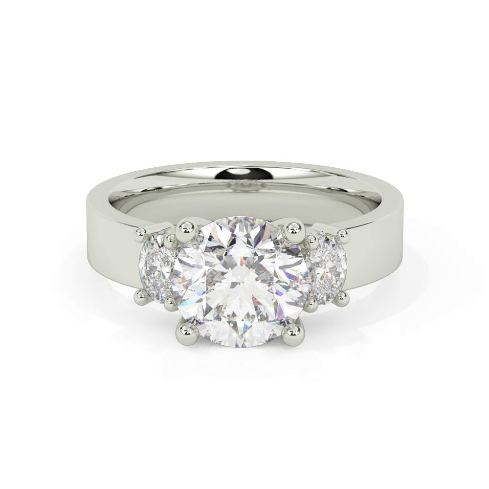 360 degree view of Cortina Oval Three-Stone Lab Engagement Ring