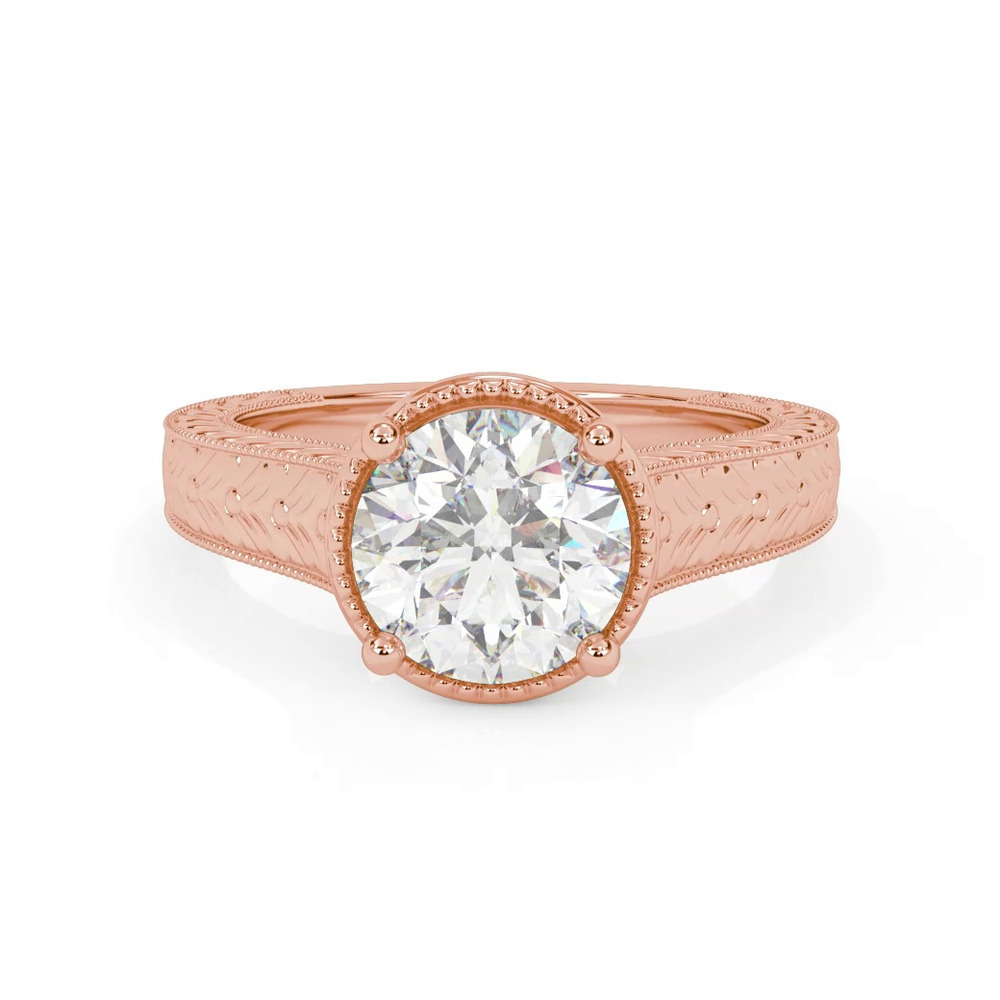 360 degree view of Bellavere Vintage Beaded Halo Engagement Ring