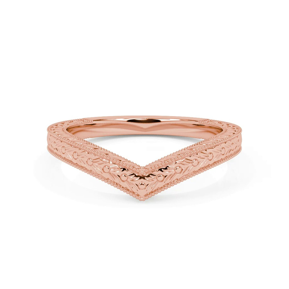 360 degree view of Bellavere Vintage Engraved Chevron Wedding Band