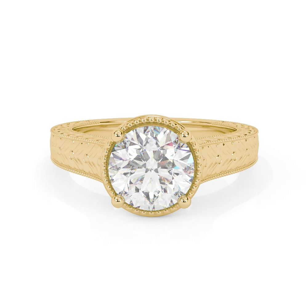 360 degree view of Bellavere Vintage Beaded Halo Engagement Ring