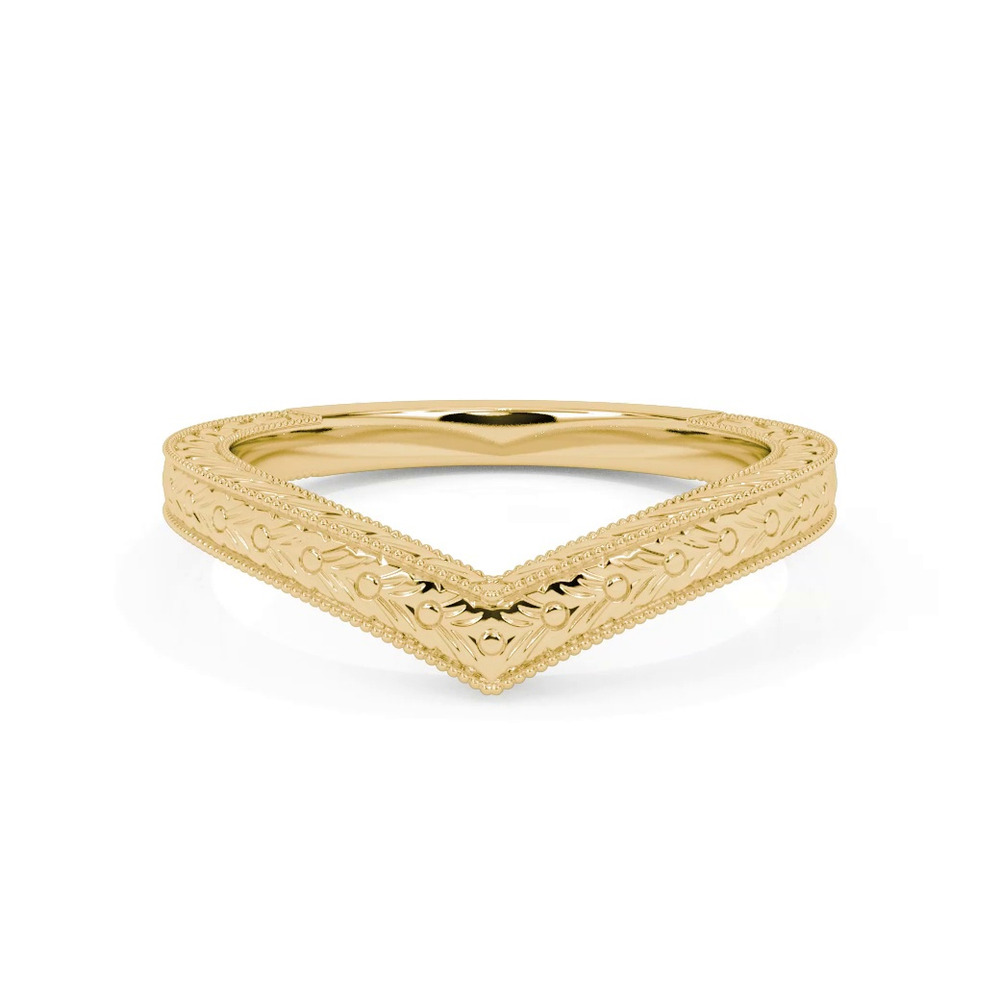 360 degree view of Bellavere Vintage Engraved Chevron Wedding Band