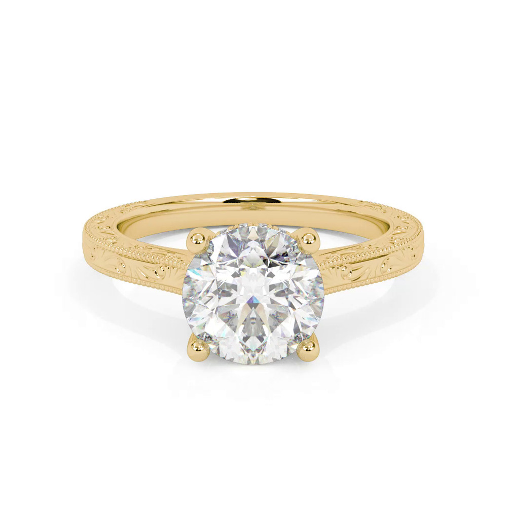 360 degree view of Islay Hand-Engraved Hidden Halo Lab Engagement Ring (2mm)