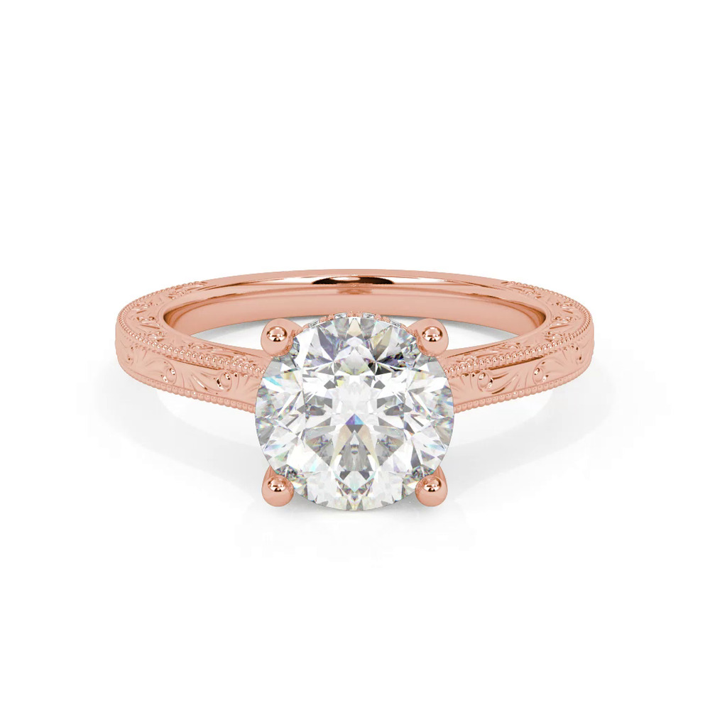360 degree view of Islay Hand-Engraved Hidden Halo Engagement Ring (2mm)