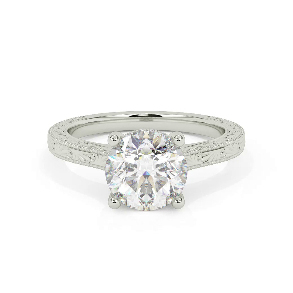 360 degree view of Islay Hand-Engraved Hidden Halo Engagement Ring (2mm)