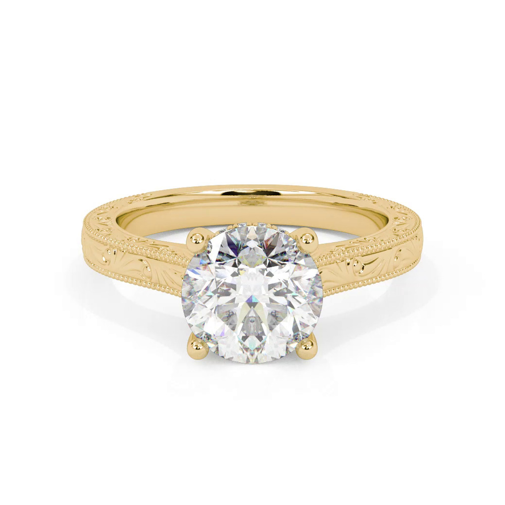 360 degree view of Islay Hand-Engraved Hidden Halo Engagement Ring (2.5mm)