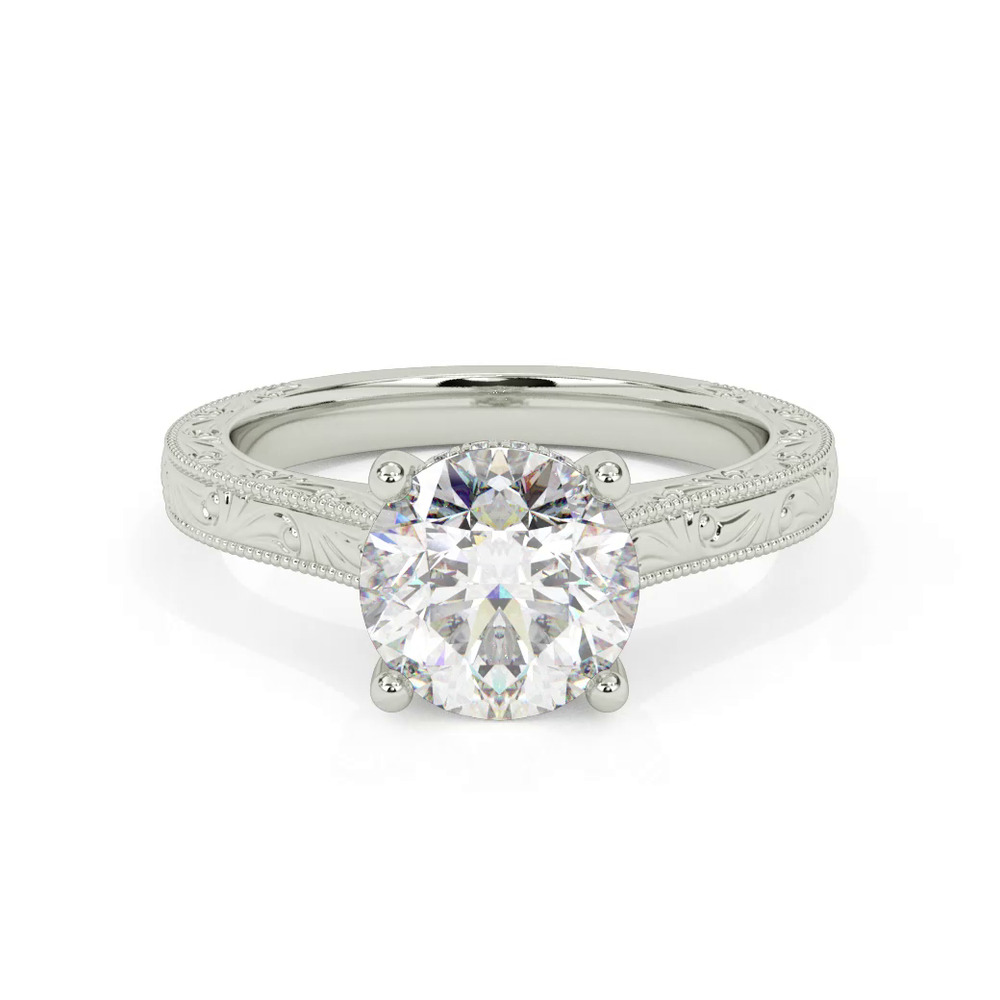 360 degree view of Islay Hand-Engraved Hidden Halo Engagement Ring (2.5mm)