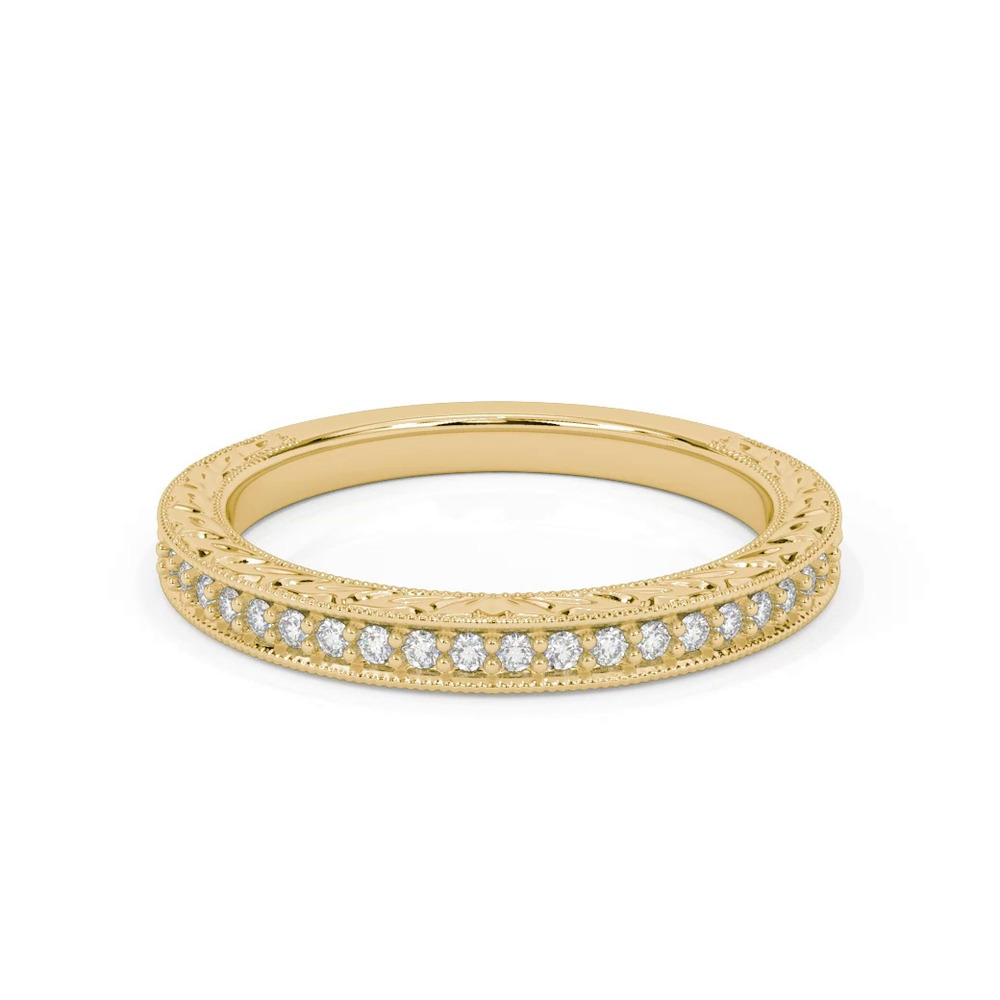 360 degree view of Kensie Hand-Engraved Pavé Lab Diamond Band