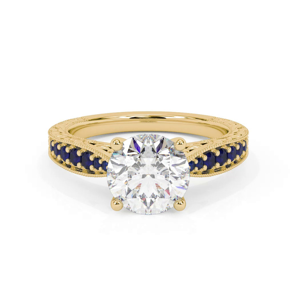 360 degree view of Kensie Hand-Engraved Lab Sapphire Engagement Ring