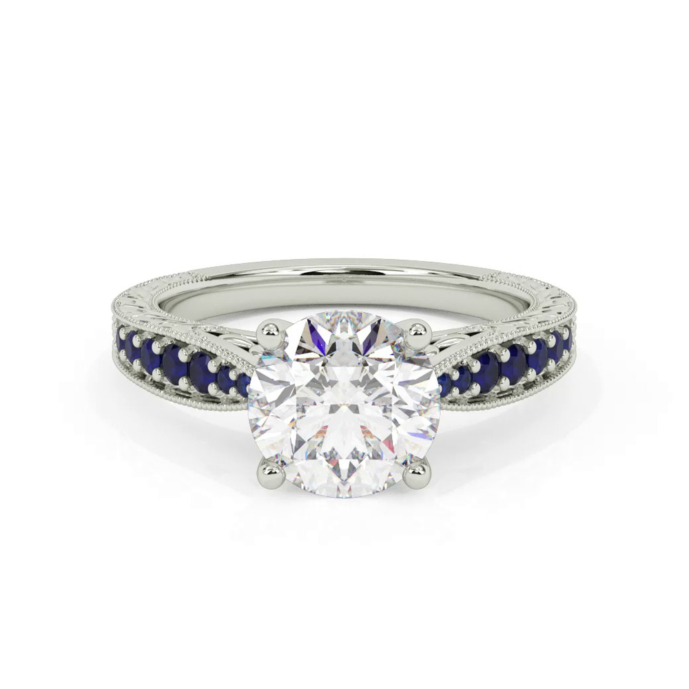 360 degree view of Kensie Hand-Engraved Lab Sapphire Engagement Ring