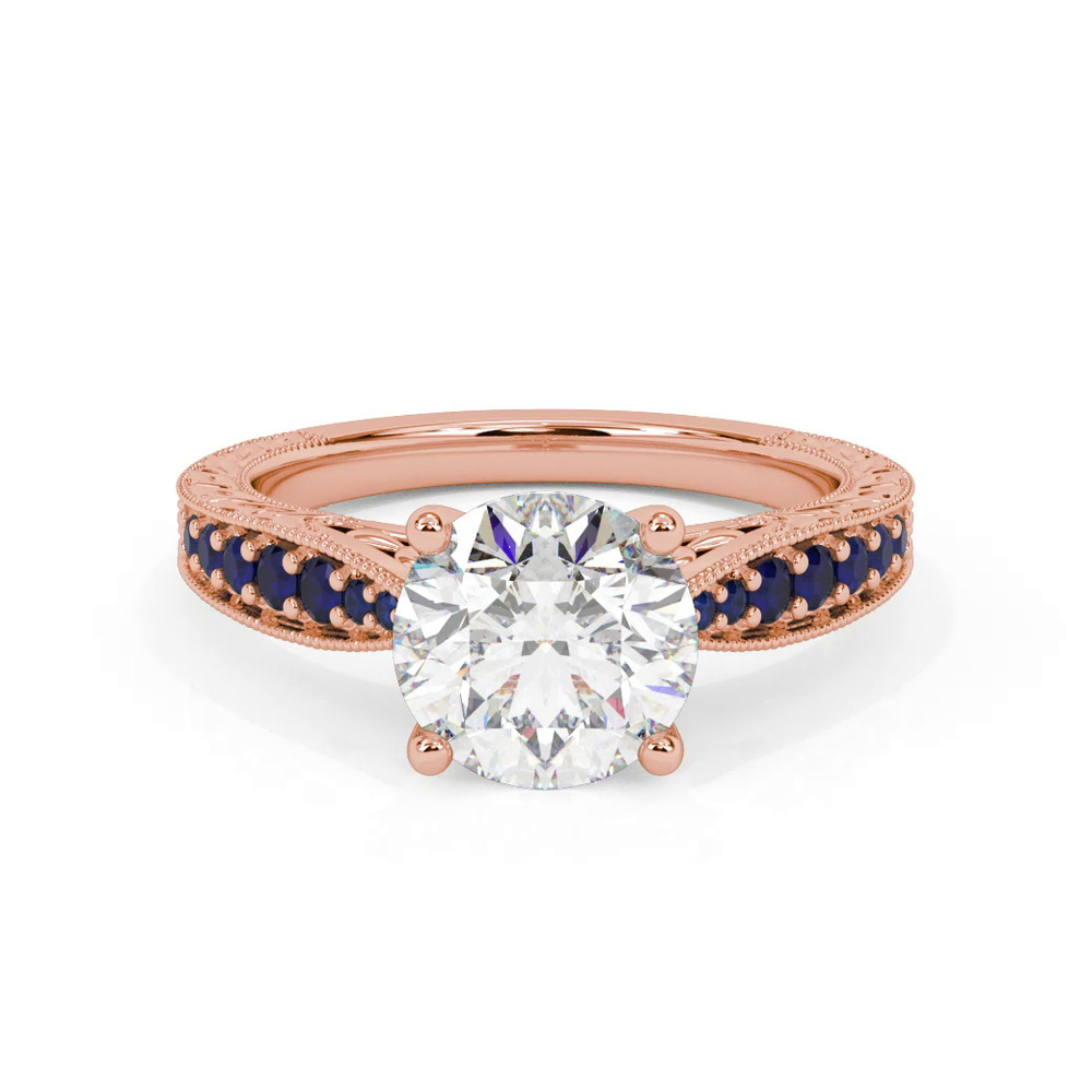 360 degree view of Kensie Hand-Engraved Sapphire Engagement Ring