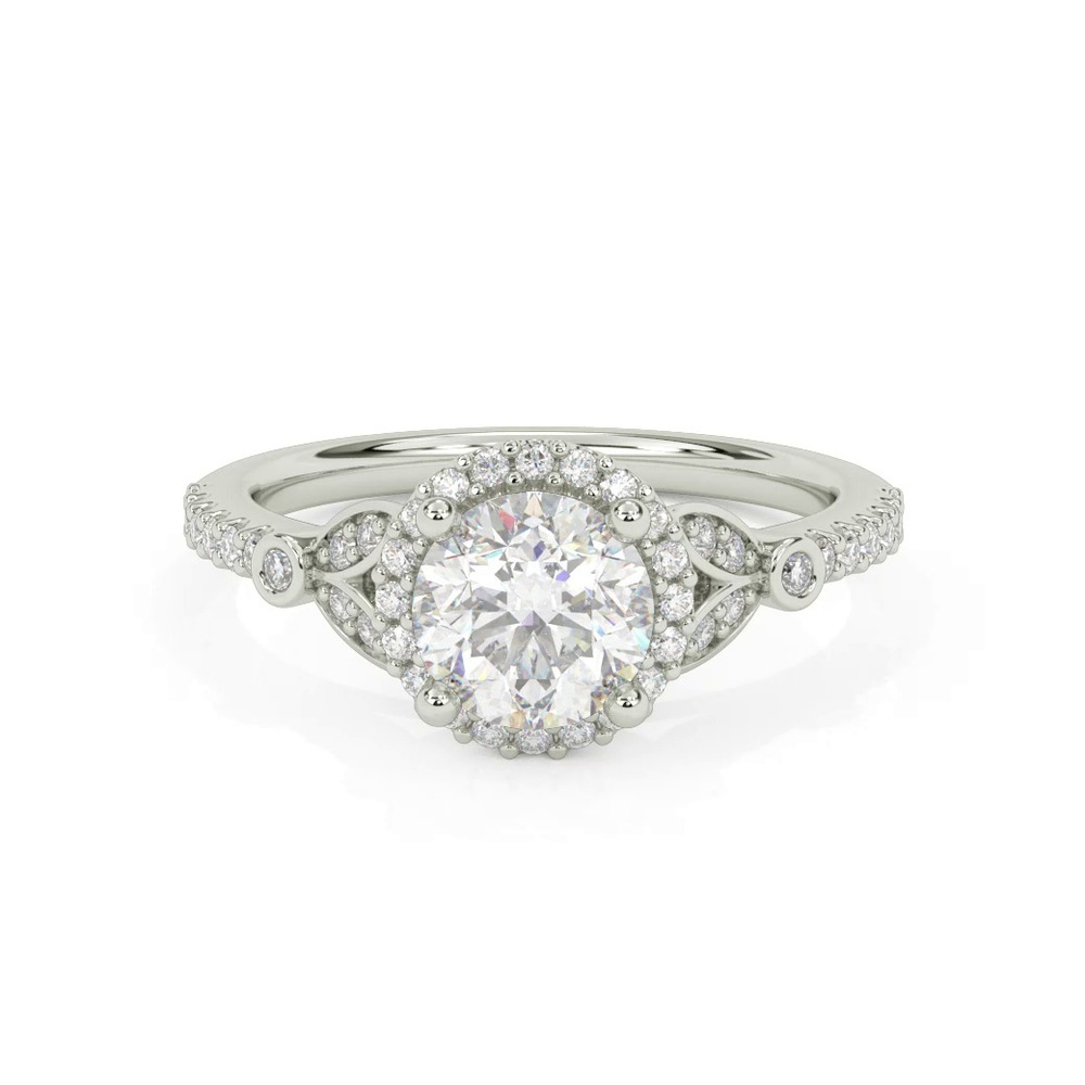 360 degree view of Jillian Contemporary Prong Halo Engagement Ring