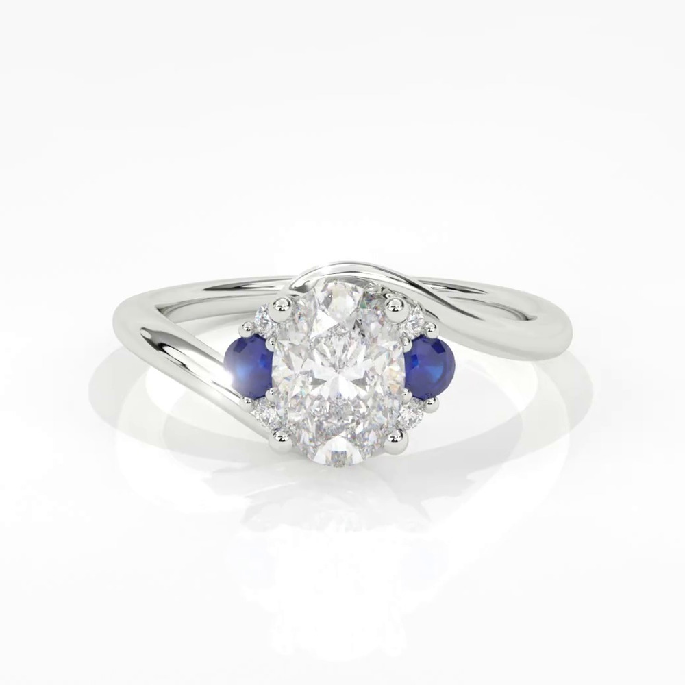 360 degree view of Nancy Sapphire Accent Engagement Ring