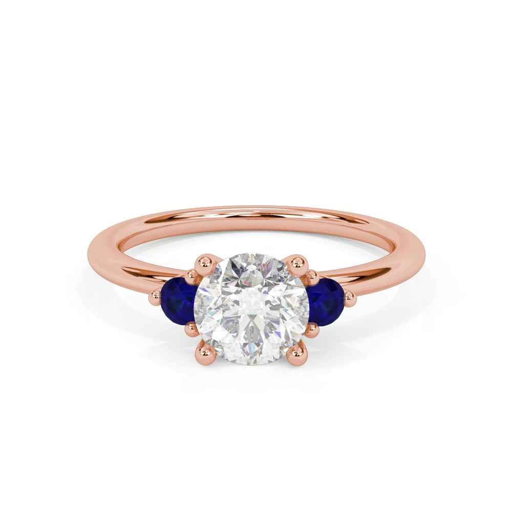 360 degree view of Mia Round Sapphire Accent Engagement Ring