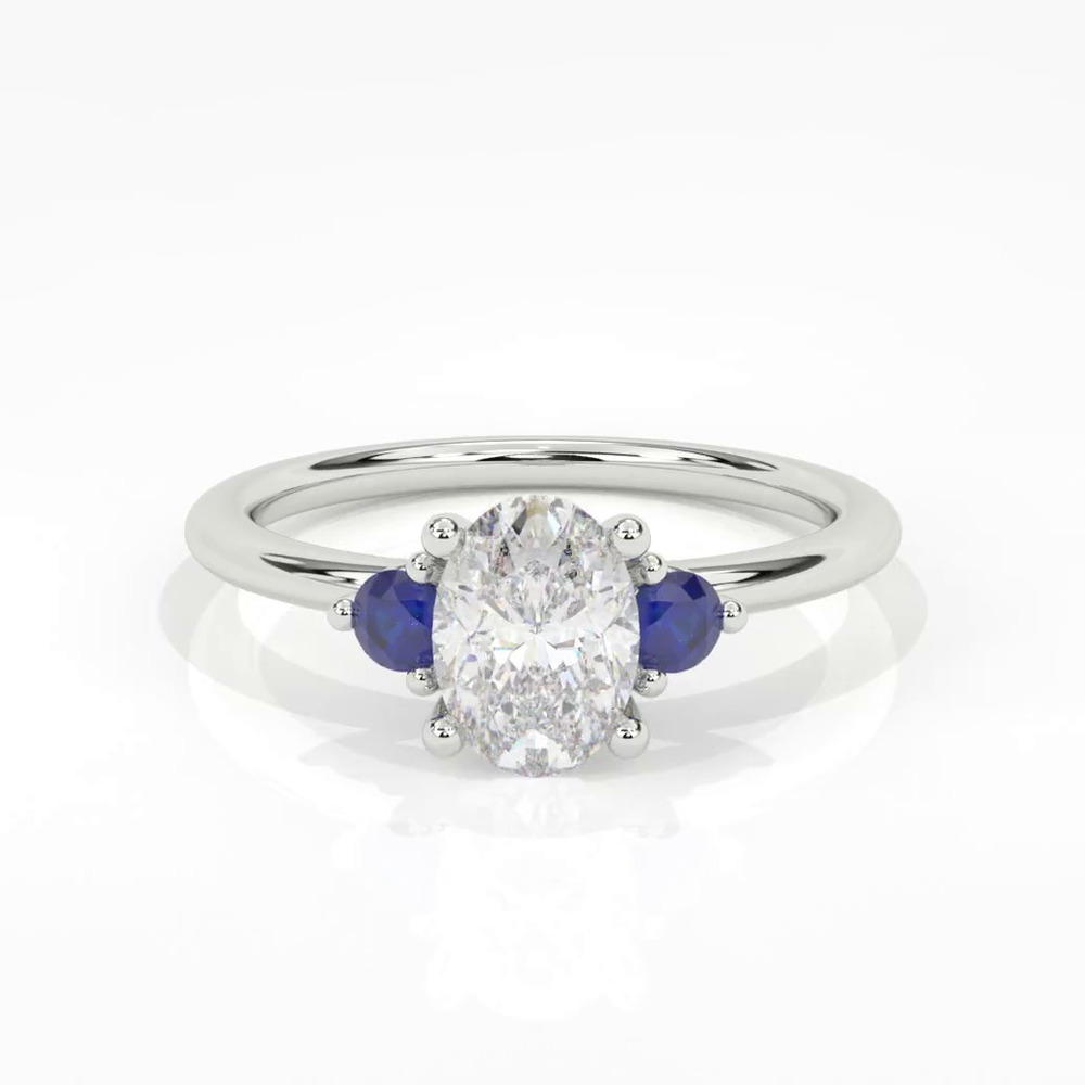 360 degree view of Mia Round Sapphire Accent Engagement Ring