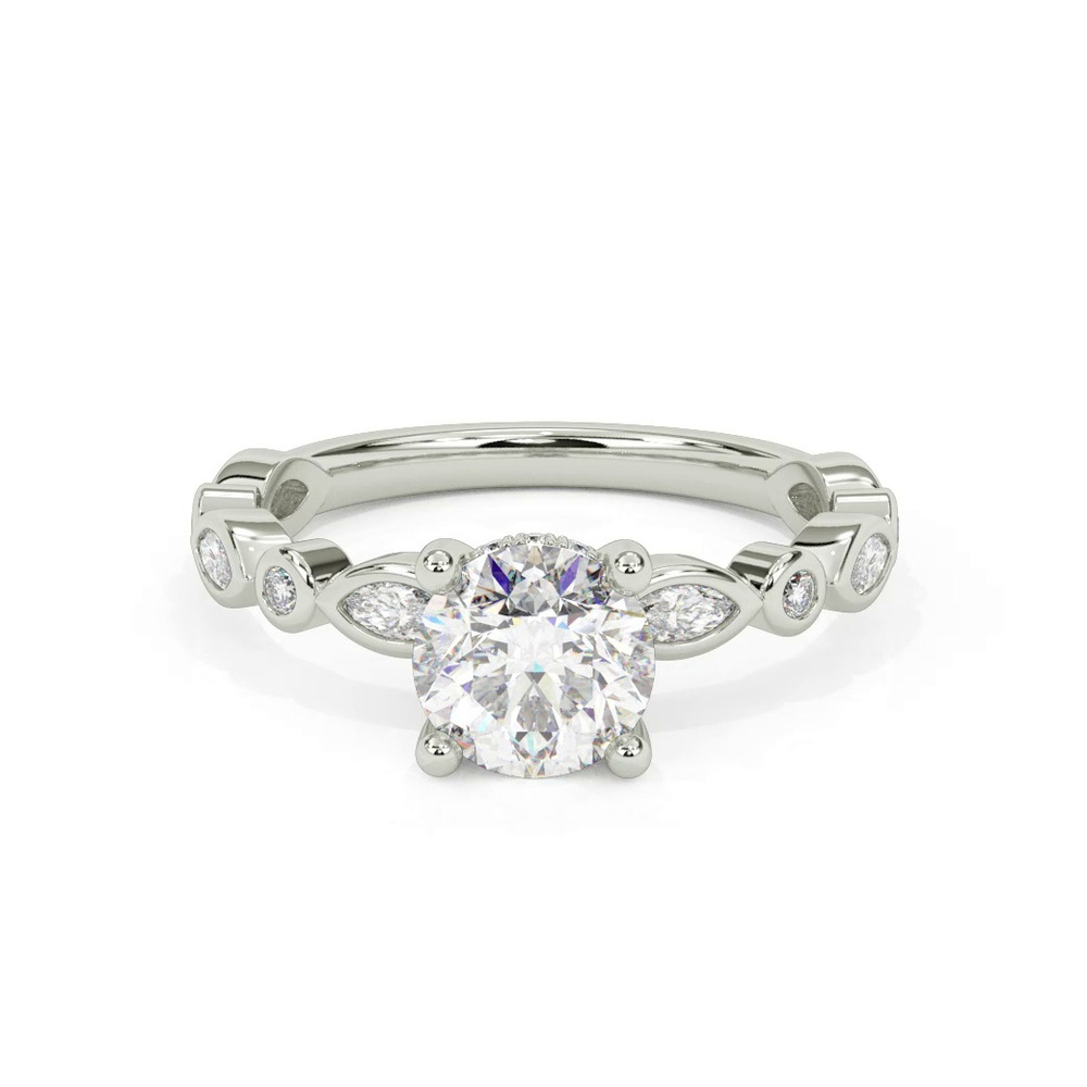 360 degree view of Jamie Hidden Halo And Bezel Mixed-Shape Engagement Ring