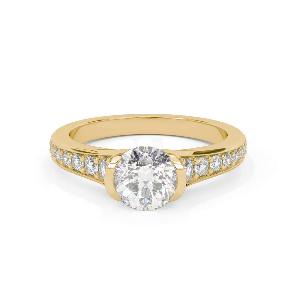 360 degree view of Colette Bezel Engagement Ring with Diamond Shank