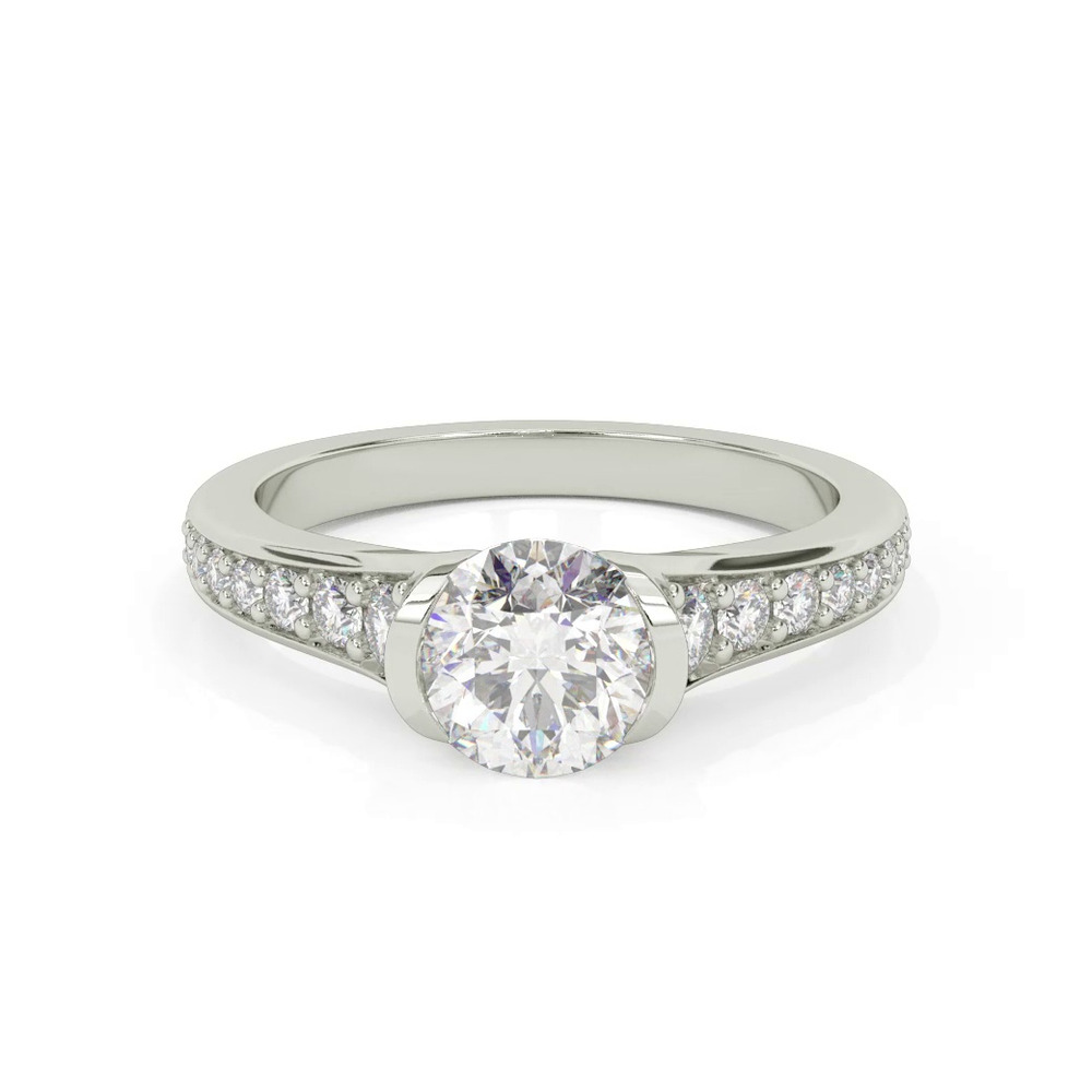 360 degree view of Colette Bezel Engagement Ring with Diamond Shank