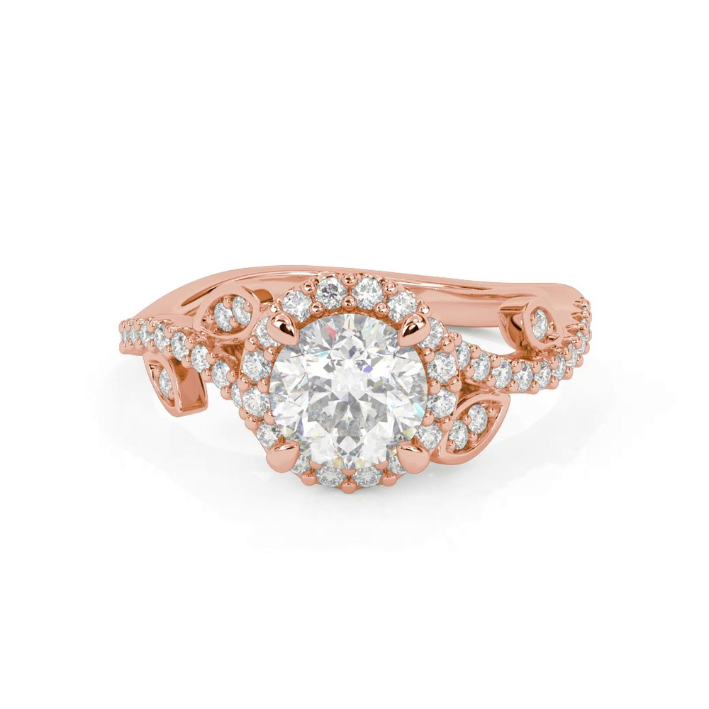 360 degree view of Blanca Floral Halo Engagement Ring