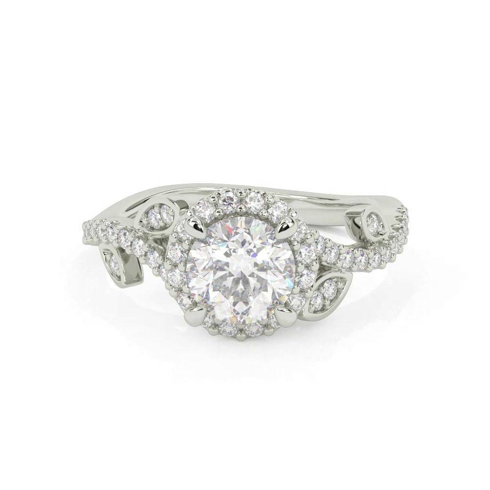 360 degree view of Blanca Floral Halo Engagement Ring