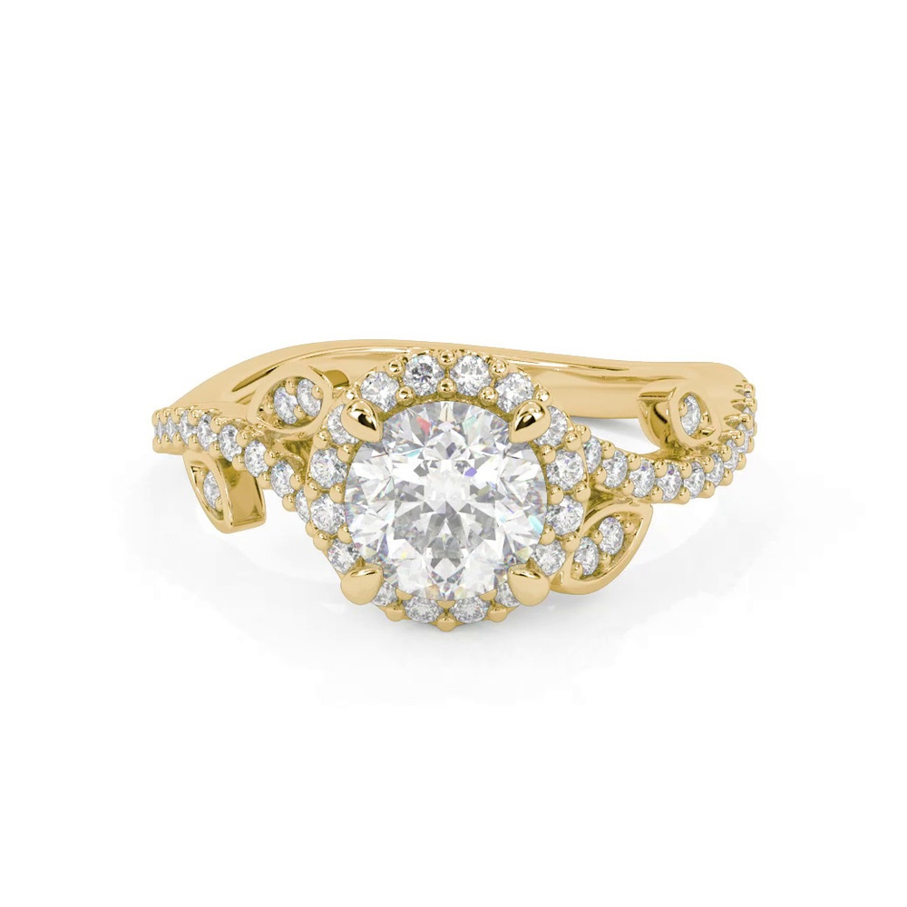 360 degree view of Blanca Floral Halo Engagement Ring
