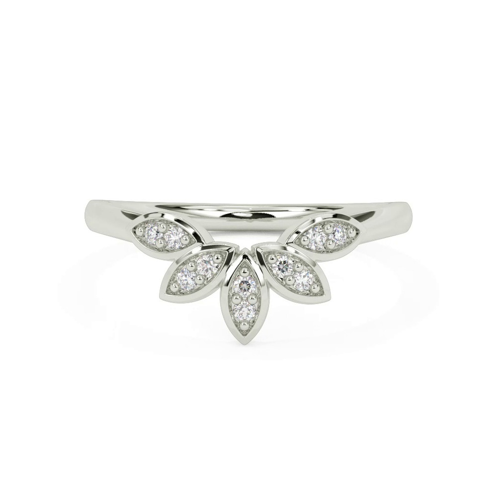 360 degree view of Floral Petal Diamond Band