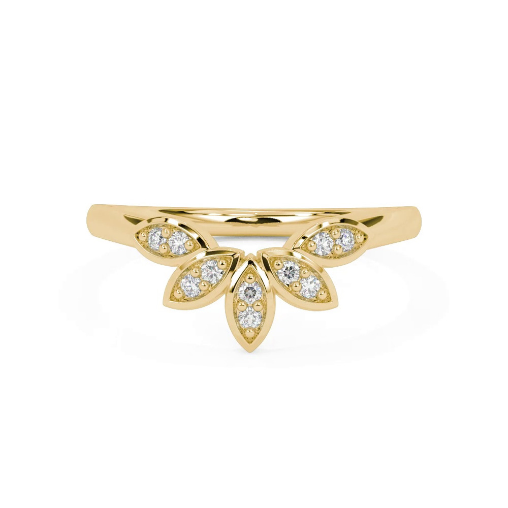 360 degree view of Floral Petal Diamond Band