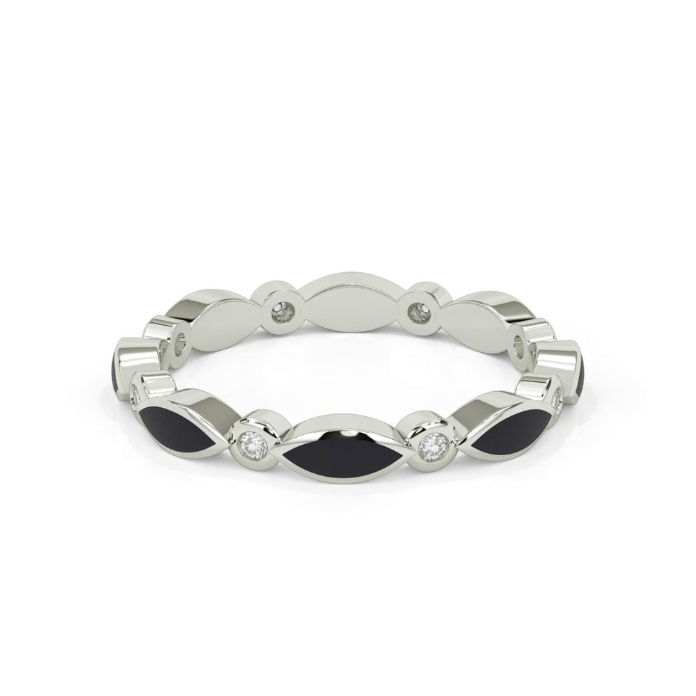 360 degree view of Round Diamond & Ceramic Marquise Shaped Eternity Band