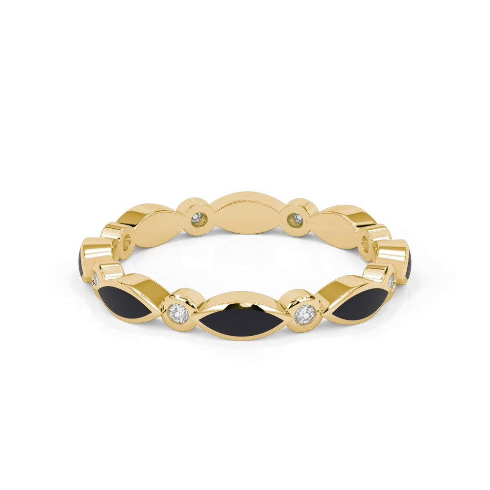 360 degree view of Round Diamond & Ceramic Marquise Shaped Eternity Band