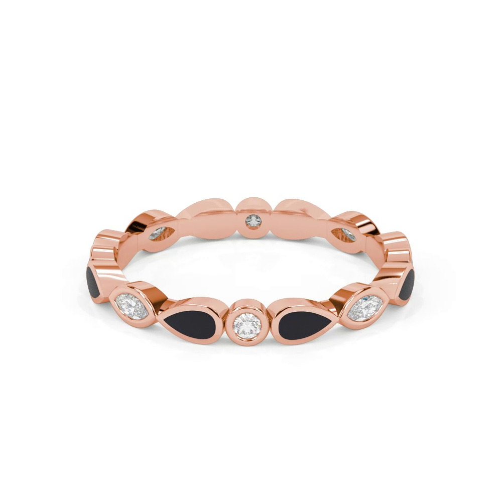 360 degree view of Mixed Shape Diamond & Black Ceramic Eternity Band