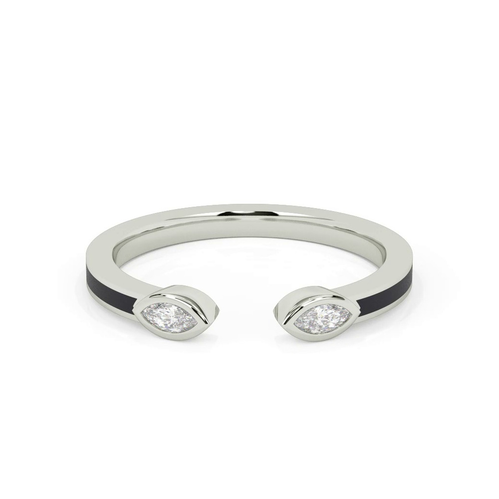 360 degree view of Open-End Marquise Diamond & Ceramic Band