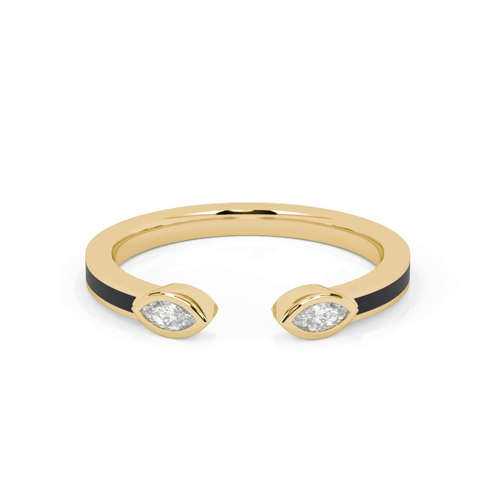 360 degree view of Open-End Marquise Diamond & Ceramic Band
