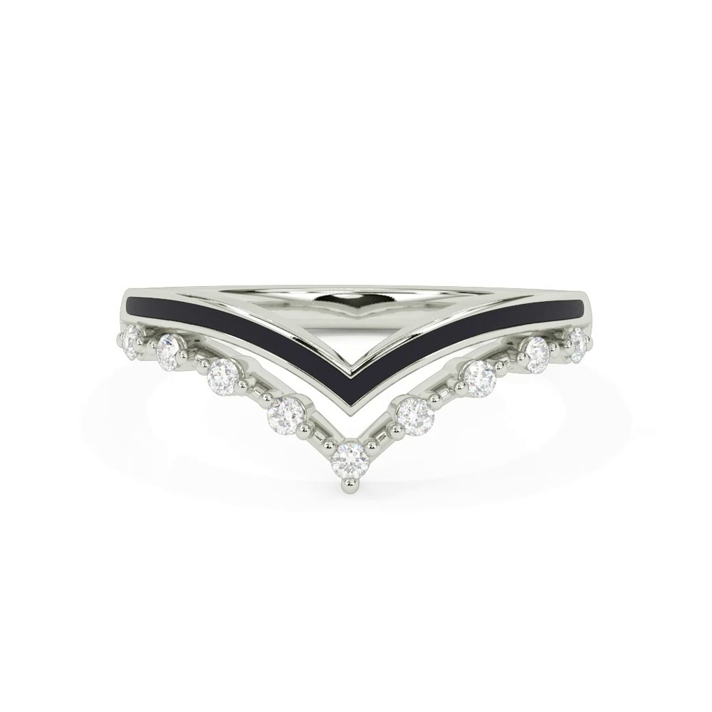 360 degree view of Diamond And Ceramic Double Chevron Band