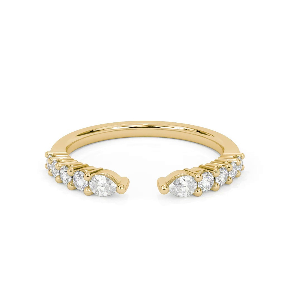 360 degree view of Blythe Pear And Round Diamond Open Band
