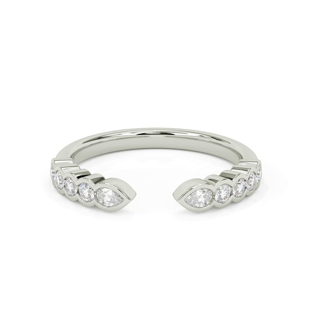 360 degree view of Clover Pear And Round Bezel Open Band