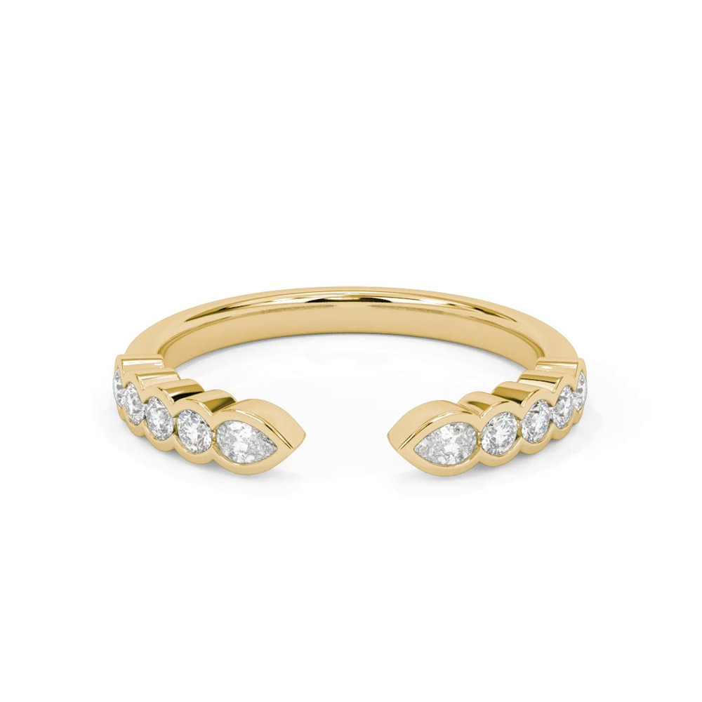 360 degree view of Clover Pear And Round  Bezel Open Band