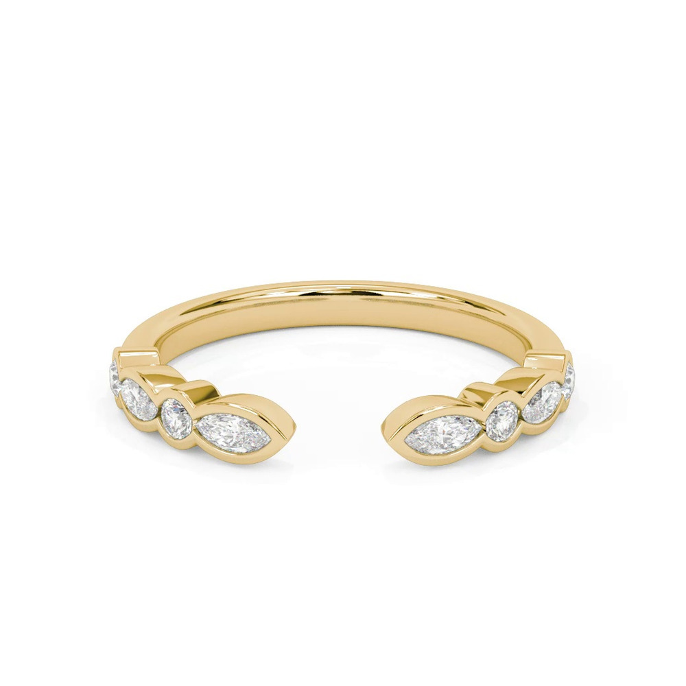 360 degree view of Bellamy Marquise And Round Bezel Open Band