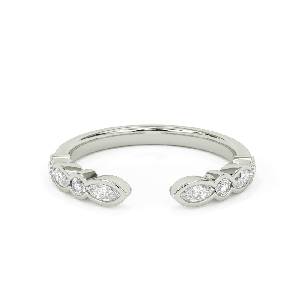 360 degree view of Bellamy Marquise And Round Bezel Open Band