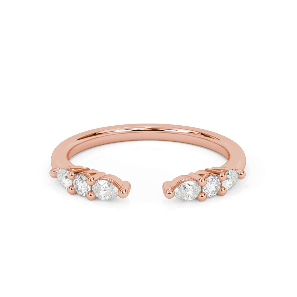 360 degree view of Zora Alternating Pear & Round Diamond Open Band