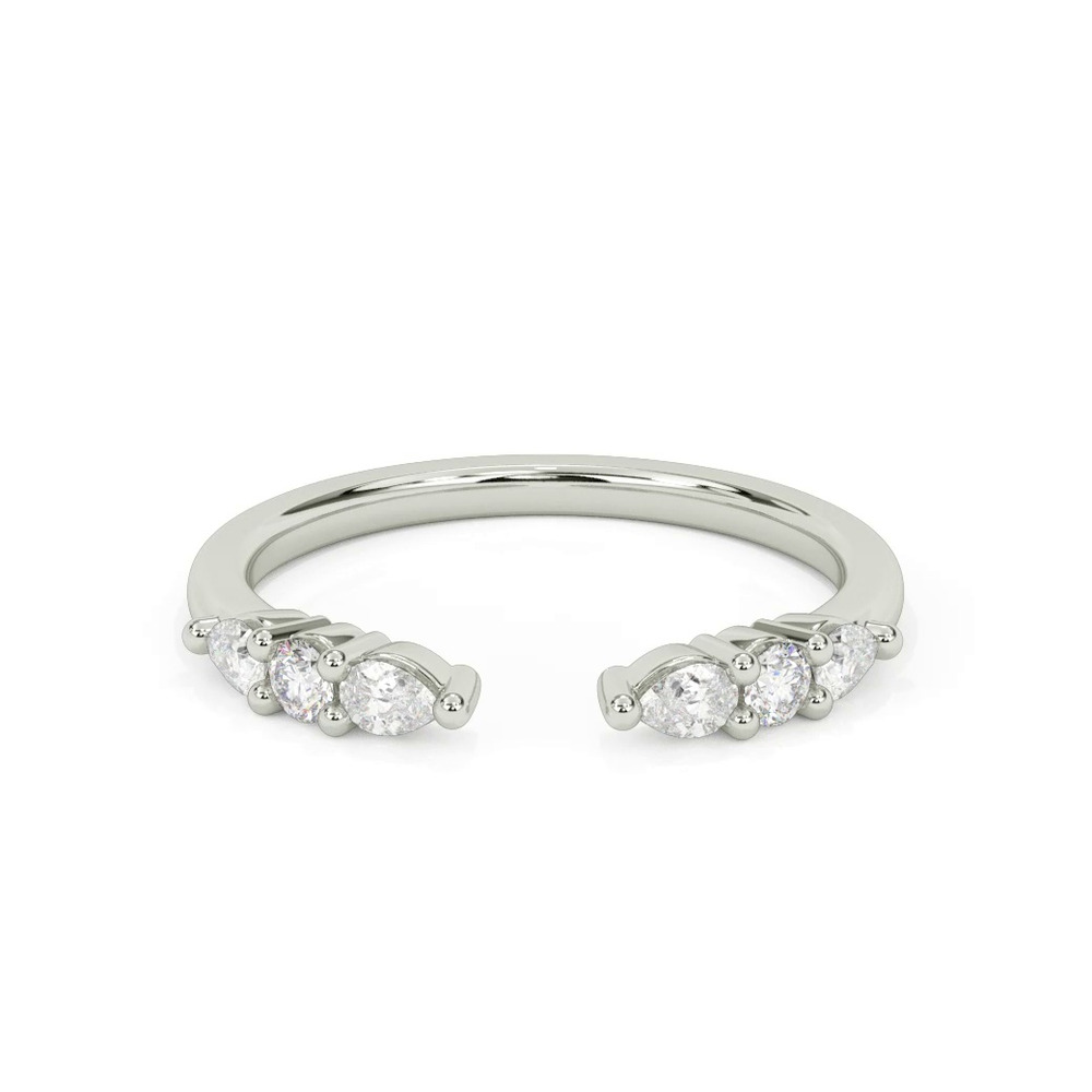 360 degree view of Zora Alternating Pear & Round Diamond Open Band