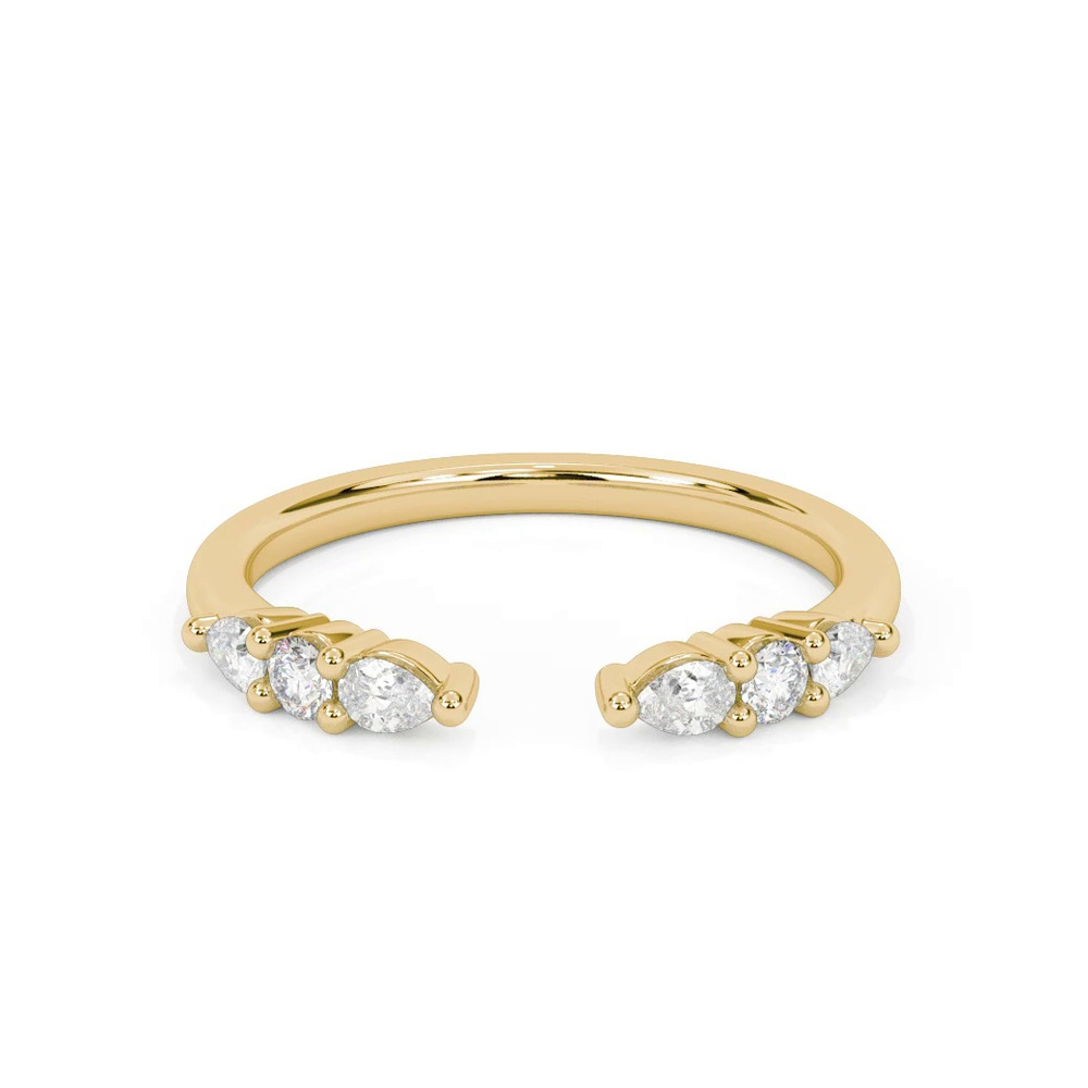 360 degree view of Zora Alternating Pear & Round Diamond Open Band