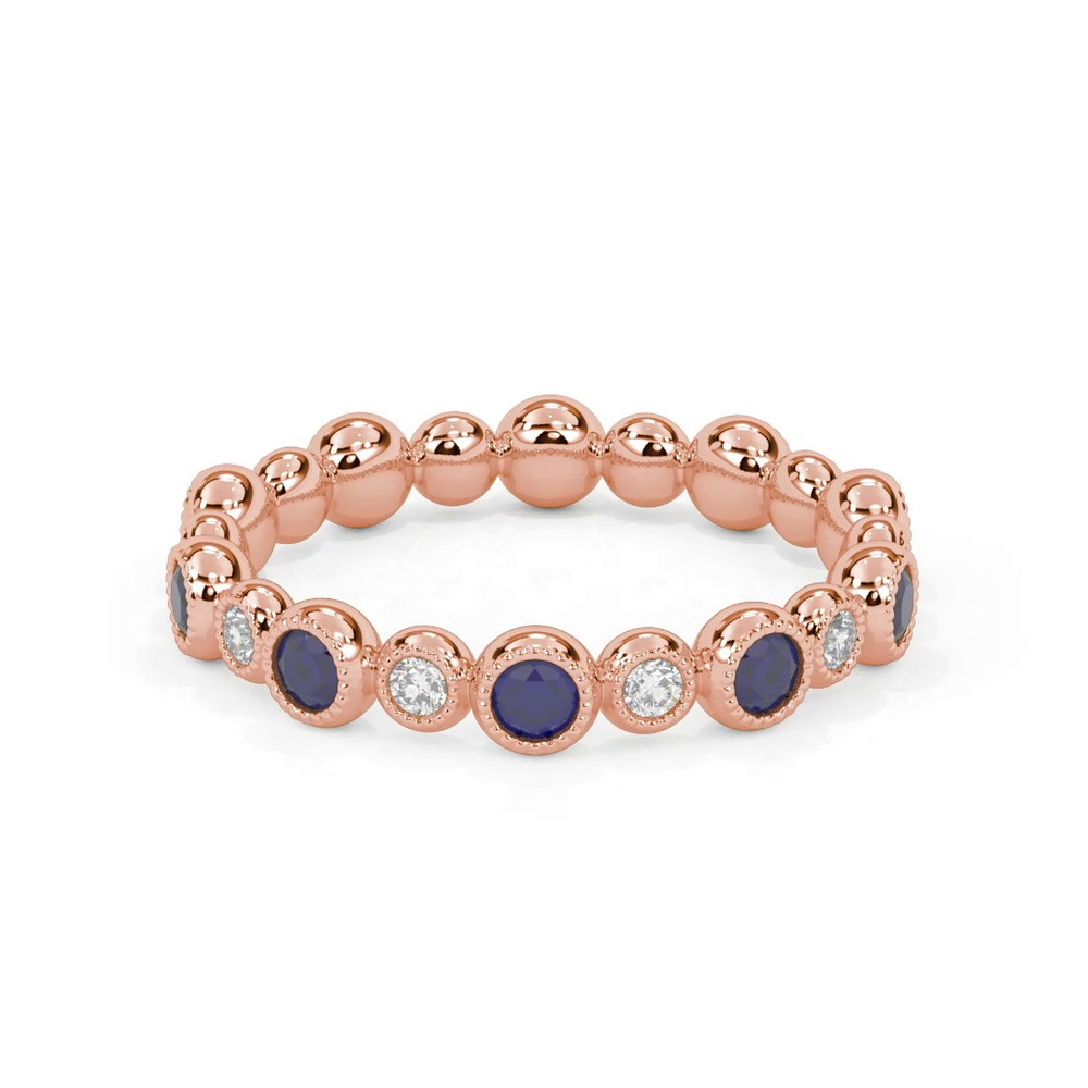 360 degree view of Diamond And Sapphire Bubble Eternity Band