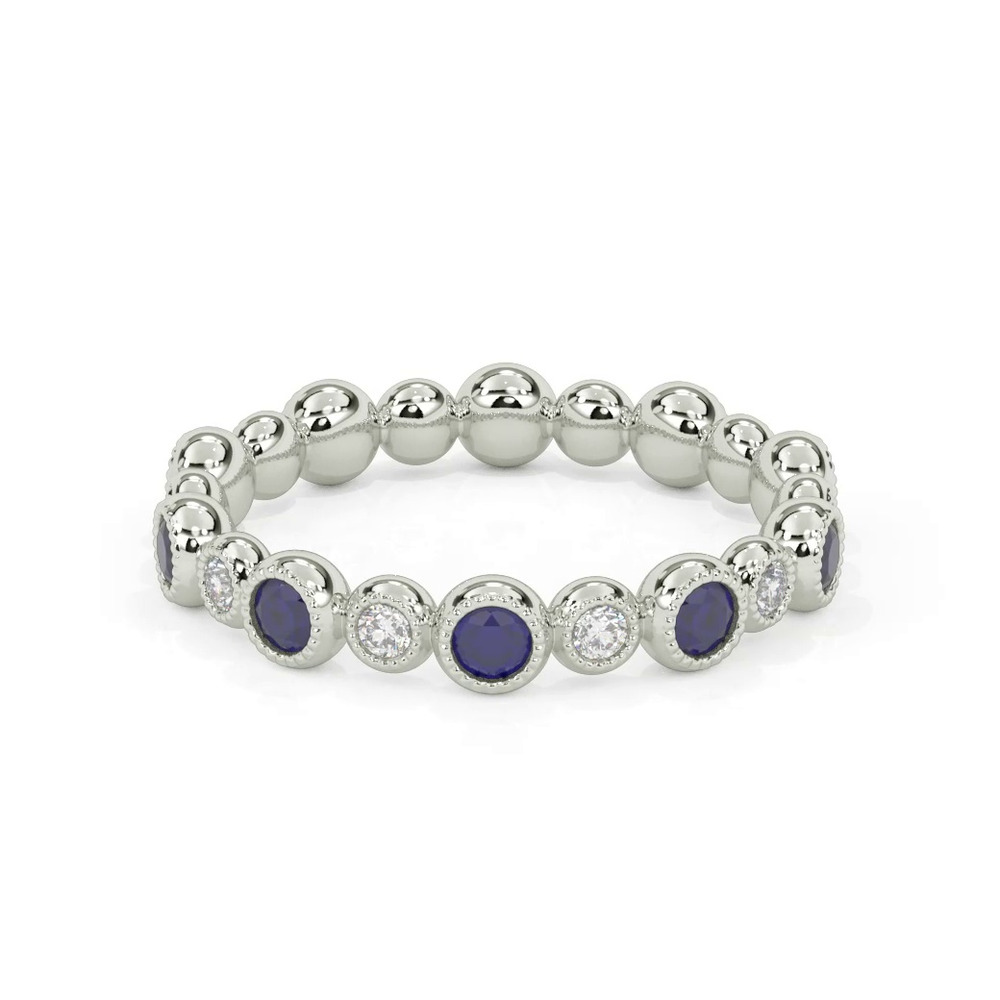 360 degree view of Diamond And Sapphire Bubble Eternity Band