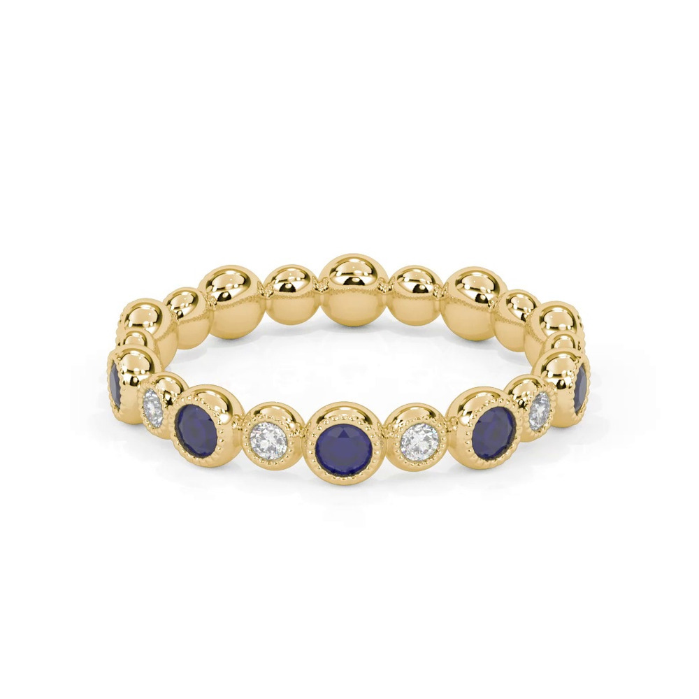 360 degree view of Diamond And Sapphire Bubble Eternity Band